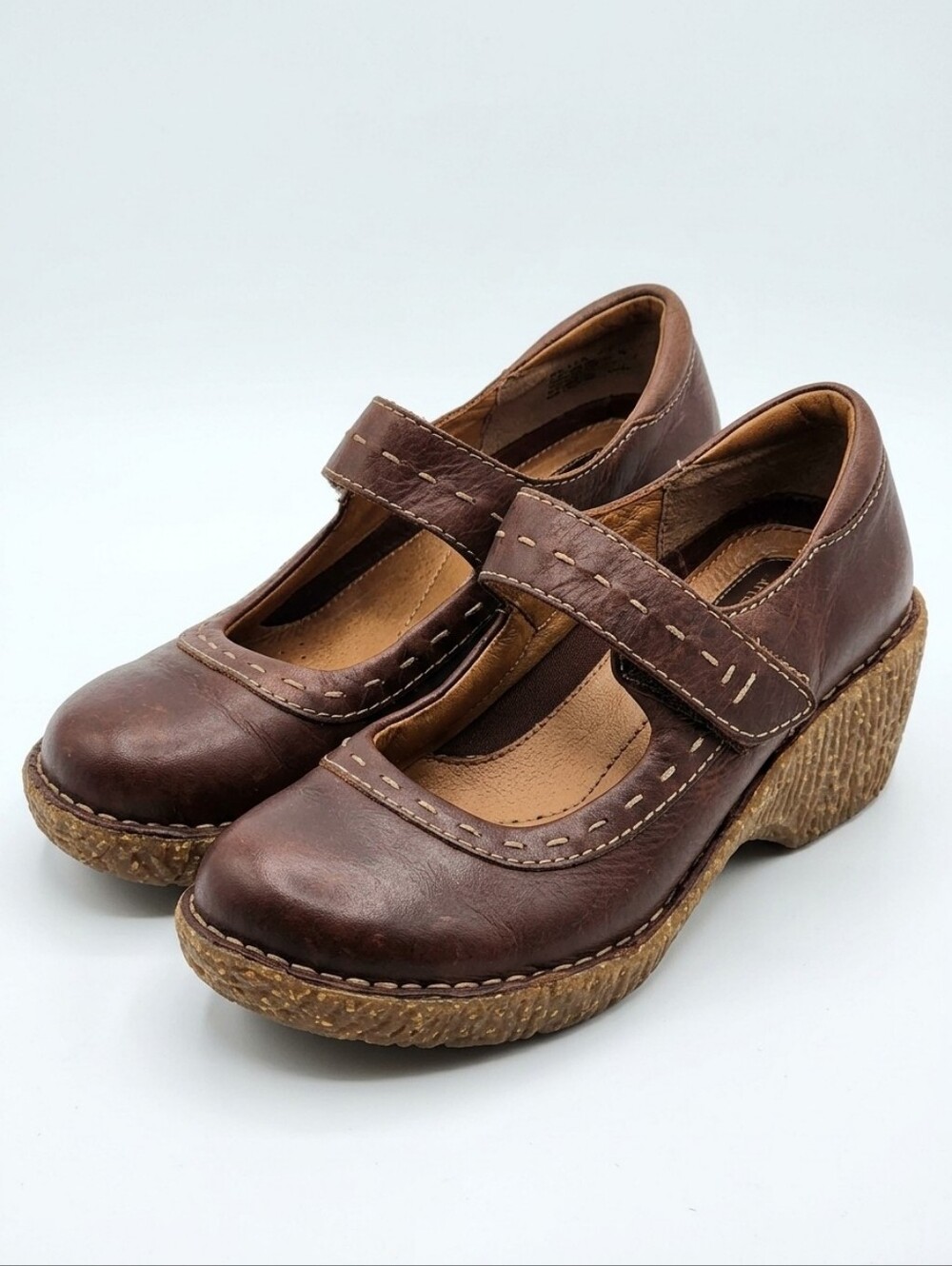 Clarks Artisan Brown Leather Mary Jane Wedge Shoes 6M